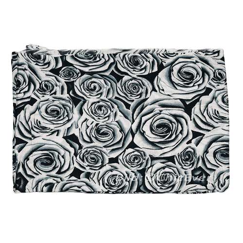 Schal aus Viskose in schwarz / weiß, Rosen-Motiv, 70x170cm, 3029